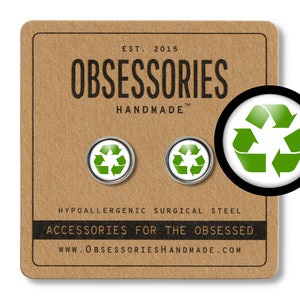 Recycling-Symbol Recycle Ohrringe Recycling Ohrringe Eco Ohrringe Eco freundliche Ohrringe Ohrstecker Ohrringe Recycle Schmuck Recycling Geschenk Eco Geschenke