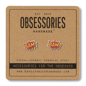Bam Boucles d&#39;oreilles BD Boucles d&#39;oreilles Bijoux livre Accessoires de livre Effet sonore Super-héros Super-héros Rétro Nerd Geek Geek Idée cadeau livre