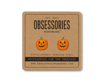 Halloween Jack-O-Lantern Earring Retro Halloween Pumpkin Earring Halloween Earring Jack-O-Lantern Stud Earring Carved Pumpkin Stud Halloween