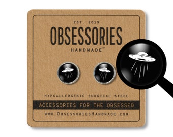 UFO Earrings Alien Earrings Alien Stud Earrings UFO Jewelry Alien Jewelry Flying Saucer Space Ship Spaceship Space Craft Area 51 Roswell NM