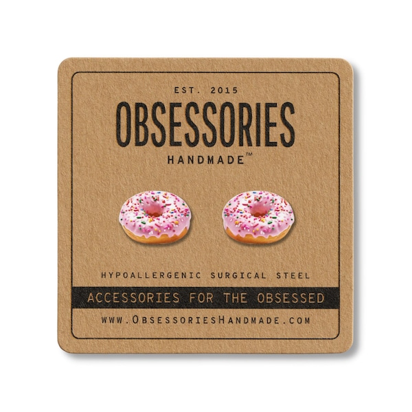 Pink Donut Earrings Miniature Food Earrings Pink Sprinkle Donut Stud Earrings Mini Food Studs Pink Frosted Donut Jewelry Donut Gift For Her