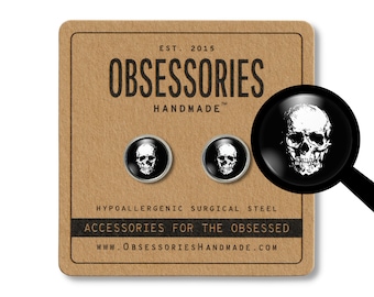 Human Skull Earrings Skull Stud Earrings Skull Jewelry Skeleton Earrings Skeleton Studs Skeleton Jewelry Grunge Punk Goth Halloween Gift