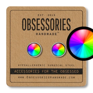 Color Wheel Jewelry Circle Rainbow Stud Earring Paint Color Palette RGB CMYK Painter Art Student Teacher Graphic Artist Design Designer Gift