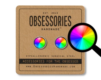 Color Wheel Jewelry Circle Rainbow Stud Earring Paint Color Palette RGB CMYK Painter Art Student Teacher Graphic Artist Design Designer Gift