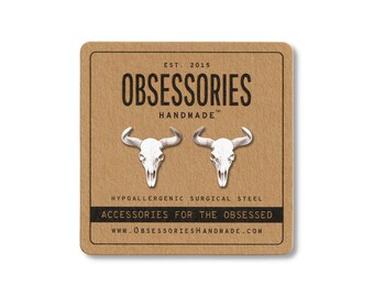 Longhorn Bull Skull Ohrringe Longhorn Ohrringe Bull Ohrringe Longhorn Skull Ohrstecker Ochsen Schädel Schmuck Kuh Hörner Texas Longhorn Geschenk
