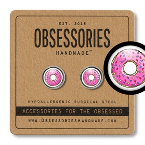 Donut Earrings Pink Donut Stud Earrings Post Sprinkle Donut Jewelry Pink Frosted Donut Gift Miniature Food Earrings Food Studs Food Jewelry