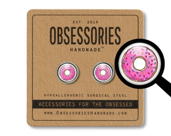 Donut Earrings Pink Donut Stud Earrings Post Sprinkle Donut Jewelry Pink Frosted Donut Gift Miniature Food Earrings Food Studs Food Jewelry