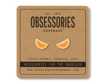 Orange Slice Wedge Citrus Fruit Earrings Fresh Fruit Stud Earrings Fruit Jewelry Fruit Accessories Miniature Food Kawaii Fruit Gift Idea