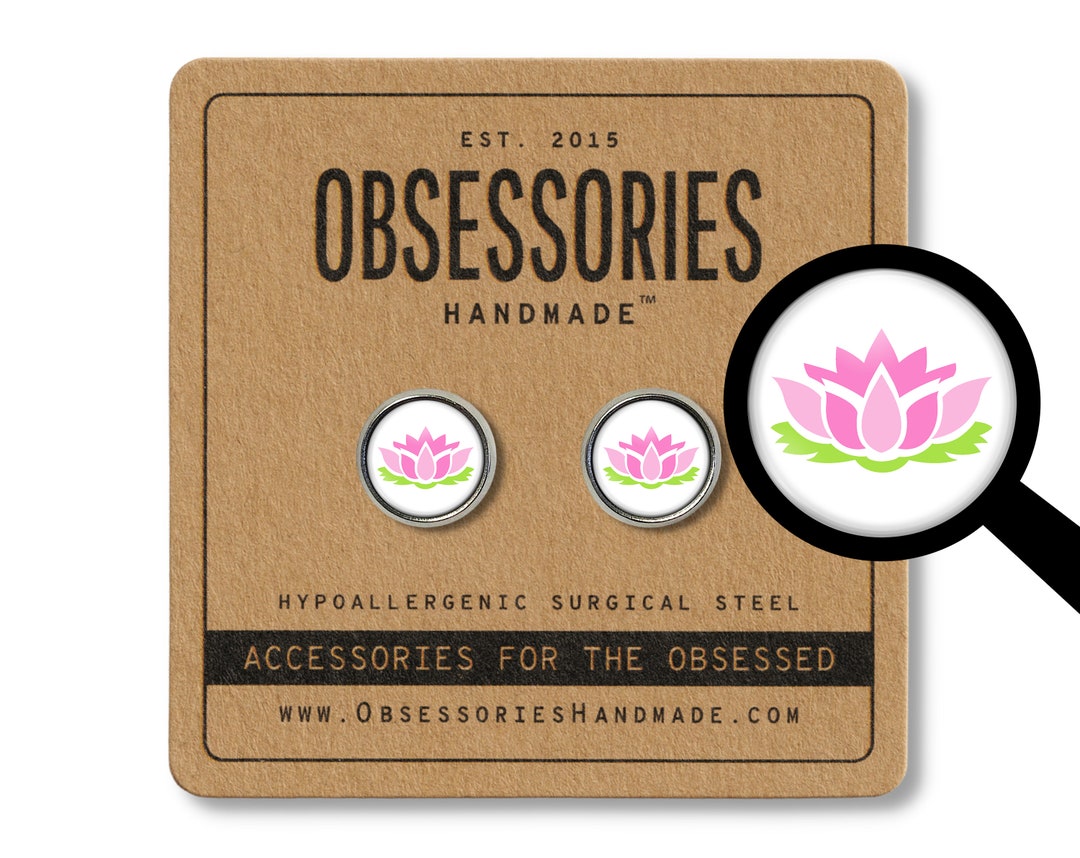 ピンクのロータスイヤリング ロータススタッドイヤリング ポスト