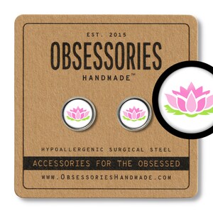 Pink Lotus Earrings Lotus Stud Earrings Post Lotus Jewelry Lotus Flower Earrings Pink Flower Studs Flower Jewelry Lotus Gift Yoga Yogi Gift