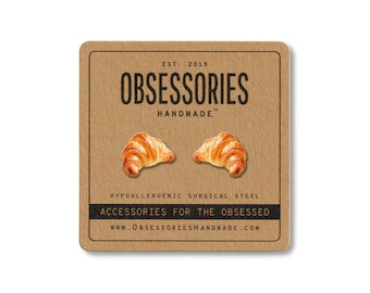 Pendientes de croissant Pendientes de pastelería francesa Pendientes franceses Pendientes de comida en miniatura Pendientes de botón de croissant Joyería de croissant Regalo de croissant