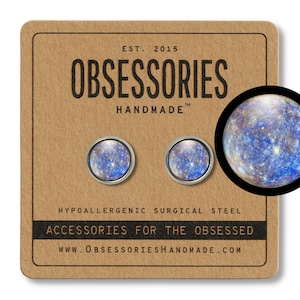 Planet Mercury Earrings Planet Earrings Planet Stud Earrings Mercury Jewelry Planet Jewelry Solar System Outer Space Earrings Astronomy Gift