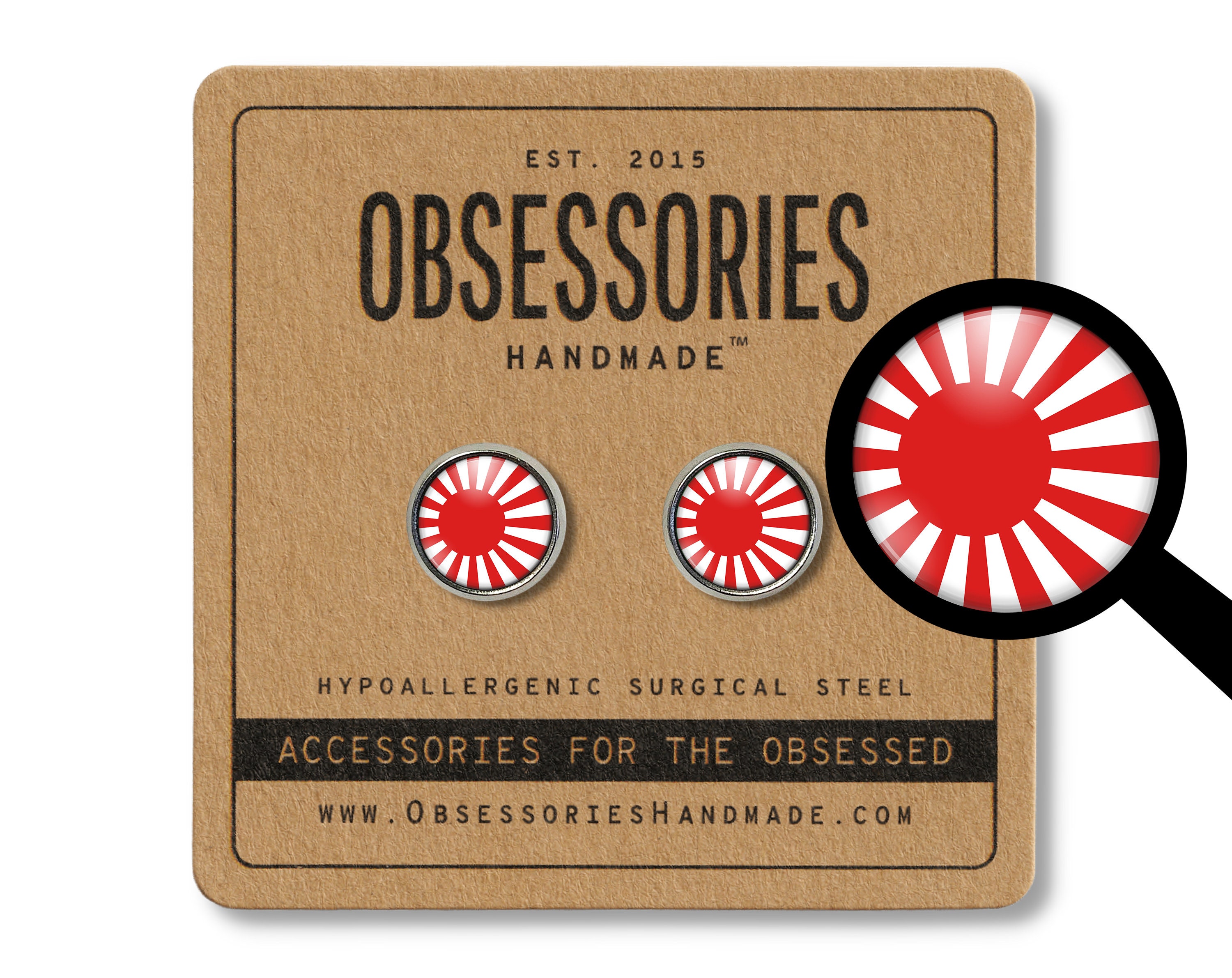 Japanese Rising Sun Flag Japanese Earrings Studs Japanese