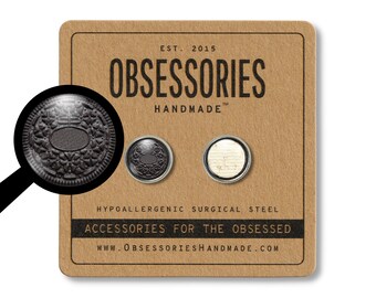 Chocolate Cookie Earrings Cookies & Milk And Cookie Stud Earrings Post Cookie Jewelry Cookie Gift Mismatched Earrings Mismatched Studs Food