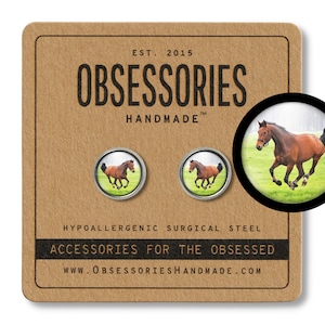 Bruin paard oorbellen paardensport oorbellen Wild paard Stud Earring Paardensport hengsten sieraden paardensport sieraden paard cadeau cadeau paardensport