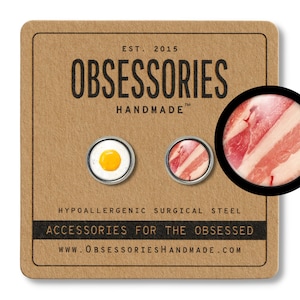 Bacon & Egg Earrings Breakfast Earring Beakfast Food Earrings Stud Egg Stud Earrings Breakfast Gift Breakfast Lover Gift Egg Gift Bacon Gift