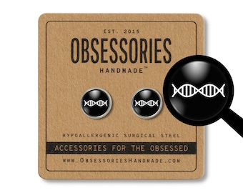 Orecchini DNA Orecchini scientifici Orecchini scientifici Orecchini a bottone Post DNA Gioielli scientifici Gioielli scientifici Filamento di DNA Molecola a doppia elica Regalo di DNA Regalo scientifico