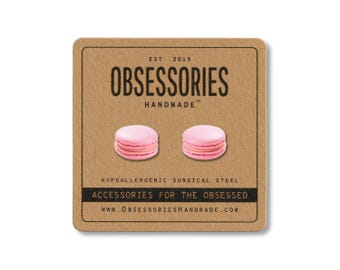 Pink Macaron Earrings French Macaron Cookie Earrings Cookie Stud Earrings Macaron Gift For Her Macaron Lover Gift French Macaroon Gift Idea