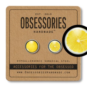 Yellow Lemon Earrings Lemon Stud Earrings Post Lemon Jewelry Lemon Gift Make Lemonade Stand Citrus Fruit Earrings Fruit Studs Fruit Jewelry