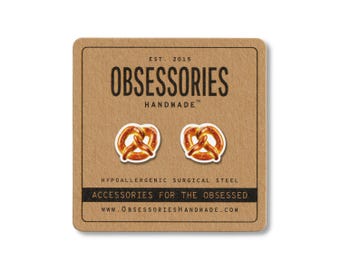 Pendientes de pretzel Pendientes de comida en miniatura Pendientes de botón de pretzel Pendientes de botón de comida Joyería de pretzel Regalos de pretzel suave para ella Idea de regalo para amantes de los pretzels