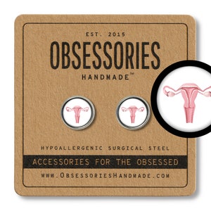 Uterus Stud Earrings Jewelry Vagina Cervix Ovaries Reproductive Female ...