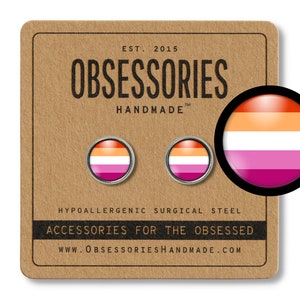 Kolczyki lesbijskie Kolczyki z zatyczkami Biżuteria lesbijska Flaga dumy lesbijskiej Flaga lesbijska Tęczowa LGBTQ LGBT Gej Biseksualny Transseksualista Queer Lesbijski prezent