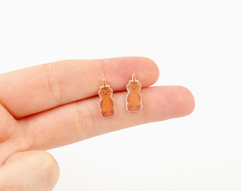Honey Bear Bottle of Honey Pot of Honey Earrings Stud Earrings Etsy