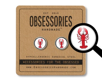 Red Lobster Earrings Maine Lobster Stud Earrings Post Lobster Jewelry Lobster Claw Earrings Claw Stud Claw Jewelry Lobster Gift Lobster Fest