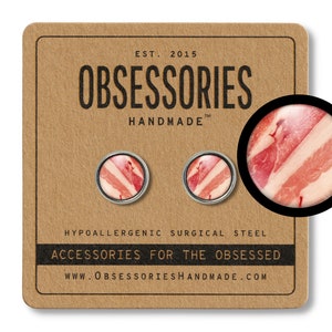 Bacon Earrings Bacon Stud Earrings Bacon Jewelry Bacon Gift Bacon & Eggs And Bacon Breakfast Food Earrings Miniature Food Studs Bacon Lover