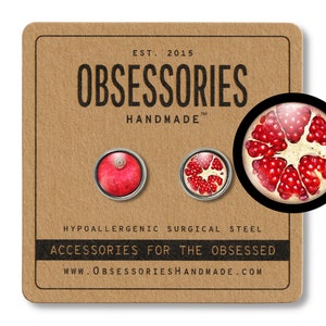 Granatapfel Ohrringe Obst Ohrstecker Post Granatapfel Schmuck roter Granatapfel Geschenk Samen Saft Obst Ohrringe Mismatched Ohrstecker