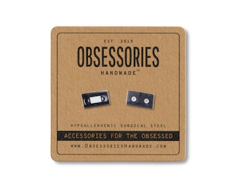 VHS Tape Jewelry Stud Earrings Accessories Blank Video Cassette Tape Record Movie Retro Old School Vintage 80s 90s Grunge Geek Nerd Gift