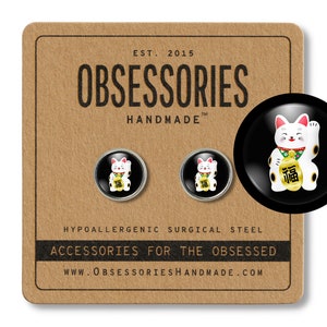Maneki-Neko Japanese Lucky Cat Earring Money Cat Stud Earring Japanese Cat Jewelry Chinese Cat Gift Maneki Neko Manekineko Good Luck Fortune