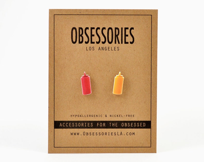 Ketchup & Mustard Stud Earrings Jewelry BBQ Barbecue Hamburger Etsy