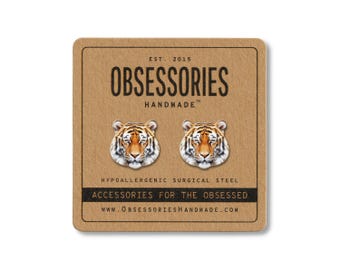 Tiger Earrings Wild Animal Earrings Tiger Stud Earrings Zoo Animal Studs Tiger Jewelry Safari Exotic Animal Jewelry Tiger Gifts For Women