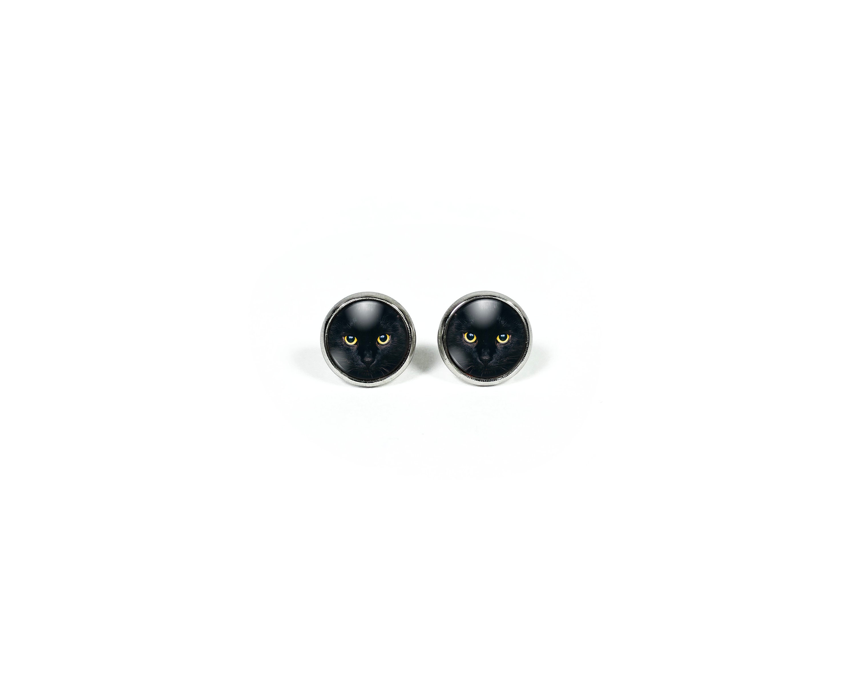 Black Cat Earrings Cat Stud Earrings Post Cat Jewelry Cat Gift - Etsy