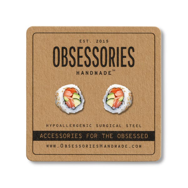 Sushi Earrings Japanese Food Earrings Miniature Food Stud Earrings Sushi Jewelry Sushi Gift Sushi Lover Gift Kawaii Sushi Roll Kawaii Food