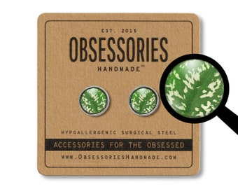 Silver Satin Pothos Plant Earrings Plant Stud Earrings Plant Jewelry Plant Gift Leaf Earrings Leaf Studs Leaf Jewelry Crazy Plant Lady Gift