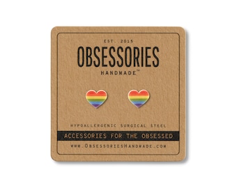 Pendientes de corazón arcoíris Pendientes arcoíris Pendientes de botón arcoíris Joyas arcoíris Accesorios arcoíris Lesbianas Gays Bisexuales Transgénero LGBT Regalo