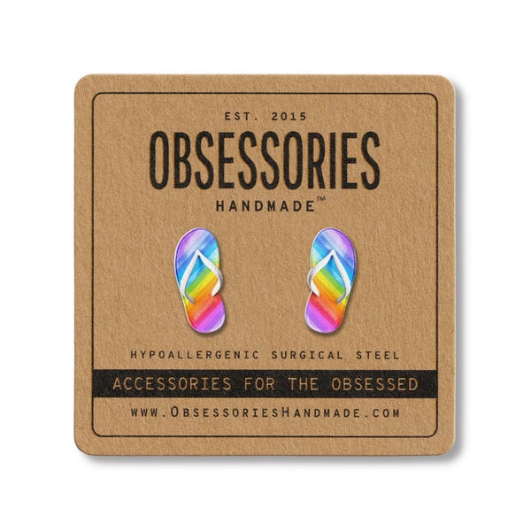 Rainbow Flip Flop Sandal Earrings Beach Earring Summer Earring Rainbow Earring Beach Stud Earring Summer Stud Rainbow Stud Beach Gift Summer