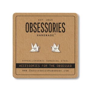 Paper Crane Earrings Stud Earrings Post Crane Jewelry Crane Accessories Crane Gift Origami Earring Origami Stud Origami Jewelry Origami Gift