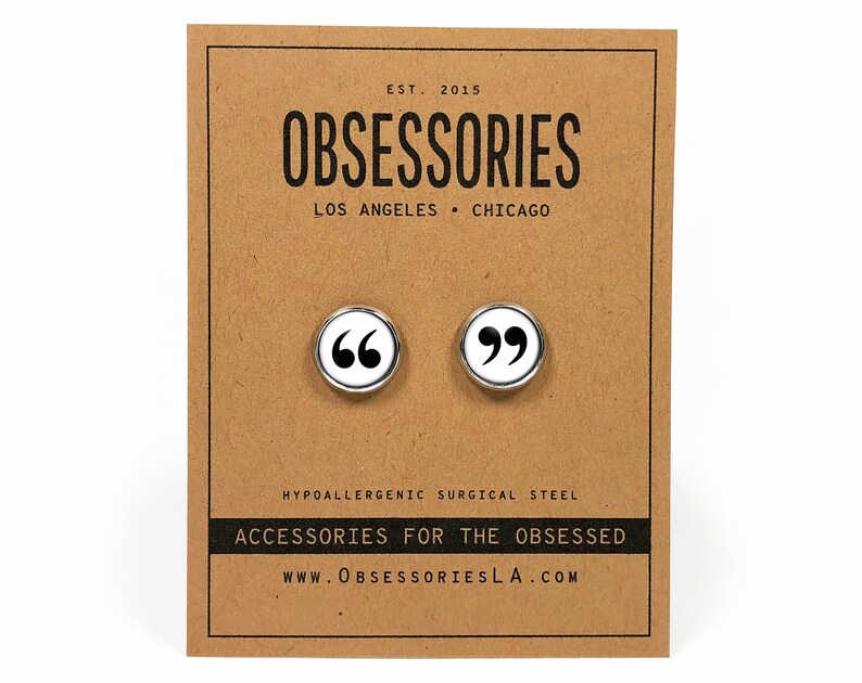 Quotation Mark Quote Earrings Quote Stud Earrings Favorite Etsy