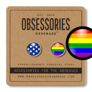 Rainbow American Flag Earrings Rainbow Earrings Rainbow Flag Stud Earrings Rainbow Studs Gay Flag Jewelry LGBT LGBTQ Gay Pride Flag Gift