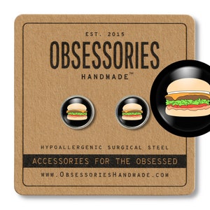 チーズバーガー ハンバーガー フードイヤリング スタッド フードスタッドイヤリング フードジュエリー 食べ物好きへのギフト グルメギフト チーズバーガーギフト ハンバーガーギフト