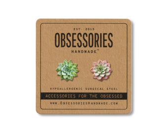 Pendientes de suculentas Pendientes de plantas suculentas Pendientes de botón de suculentas Pendientes de botón de plantas Joyería de suculentas Regalo de suculentas para ella Regalo para amantes de las suculentas