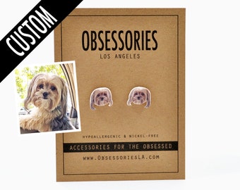 Custom Pet Earrings Dog Cat Animal Fur Baby Mom Mommy Custom Earrings Stud Earrings Post Custom Jewelry Custom Accessories Custom Gift Idea