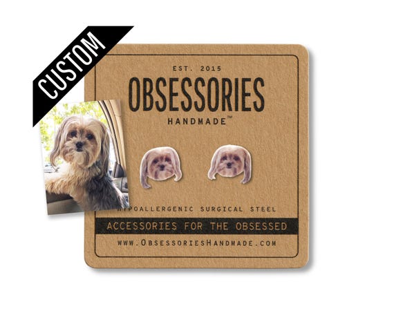 Custom Pet Earrings Dog Cat Animal Fur Baby Mom Mommy Custom Earrings Stud Earrings Post Custom Jewelry Custom Accessories Custom Gift Idea