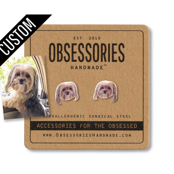 Custom Pet Earrings Dog Cat Animal Fur Baby Mom Mommy Custom Earrings Stud Earrings Post Custom Jewelry Custom Accessories Custom Gift Idea