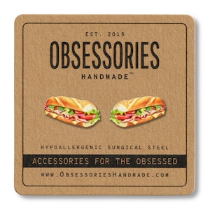 Sub Sandwich Earrings Miniature Food Earring Food Stud Earring Submarine Sandwich Jewelry Deli Cold Cut Italian Grinder Hoagie Sandwich Gift