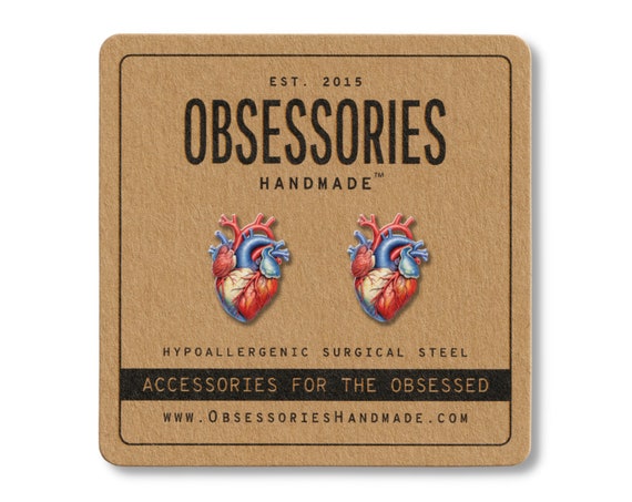 Anatomical Heart Earrings Organ Earrings Anatomy Earrings Heart Stud Earrings Human Heart Jewelry Heart Gift Anatomy Gift Cardiologist Gift