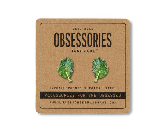 Kale Earrings Vegetable Earrings Miniature Food Earrings Mini Food Stud Earrings Vegetable Jewelry Kale Gift Leafy Greens Vegetable Lover